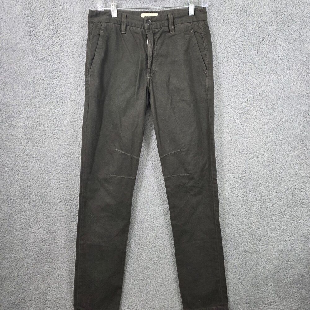 BLDWN Men's Chino Trouser Liam Dark Green Pants Natural Flat Front Size 28x34
